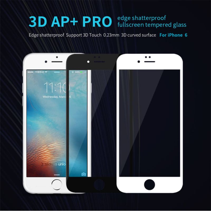 Nillkin 3D AP+ Pro edge shatterproof fullscreen tempered glass screen protector for Apple iPhone 6 / 6S order from official NILLKIN store