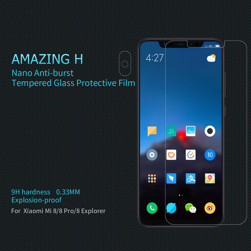 Nillkin Amazing H tempered glass screen protector for Xiaomi Mi8 Mi 8, Mi8 Pro, Mi8 Explorer order from official NILLKIN store