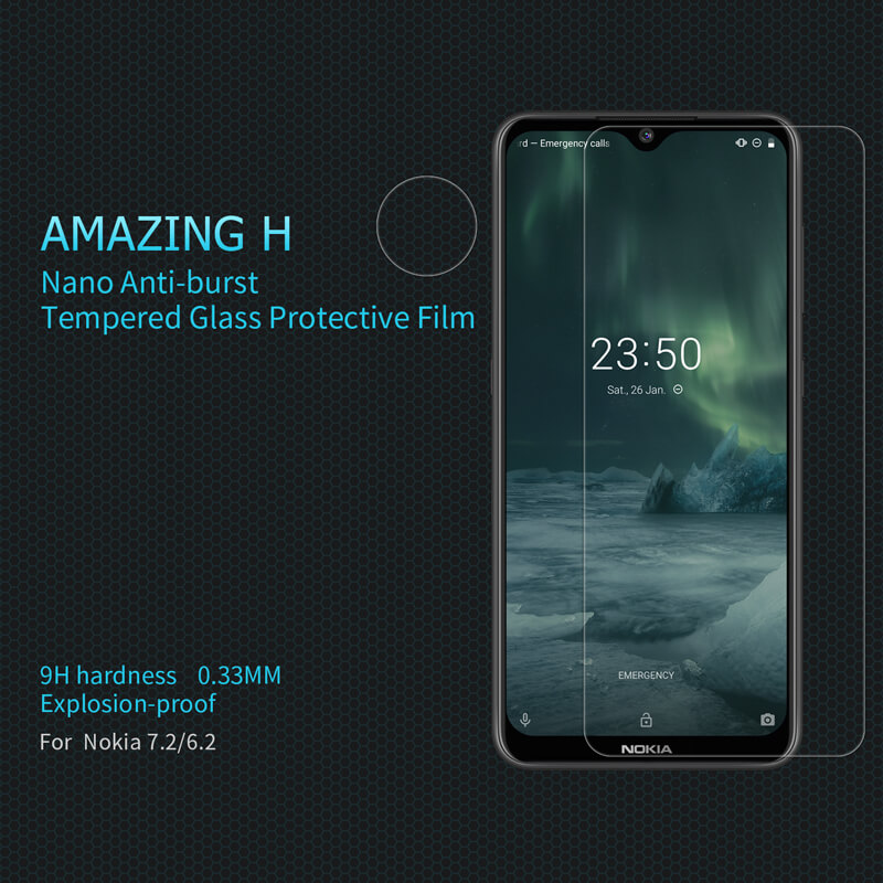 Nillkin Amazing H tempered glass screen protector for Nokia 7.2, Nokia 6.2 order from official NILLKIN store