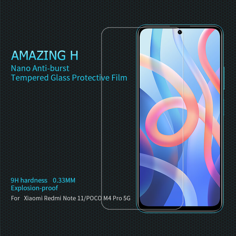 Nillkin Amazing H tempered glass screen protector for Xiaomi Redmi Note 11 5G (China), Xiaomi Poco M4 Pro 5G, Xiaomi Redmi Note 11T 5G, Xiaomi Redmi Note 11S 5G order from official NILLKIN store