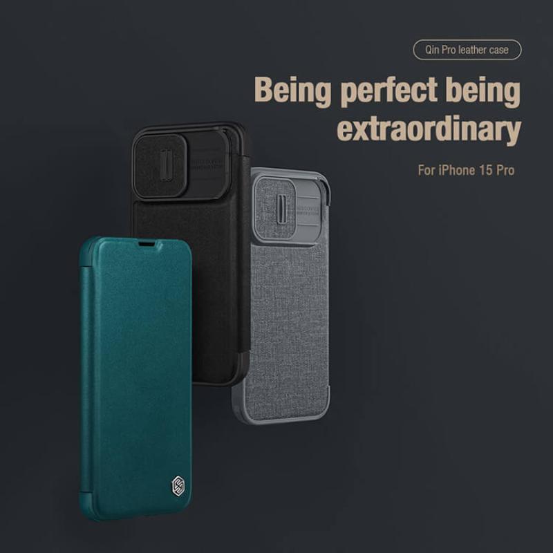 Nillkin Qin Pro Plain Leather + Cloth case for Apple iPhone 15 Pro 6.1 (2023) order from official NILLKIN store