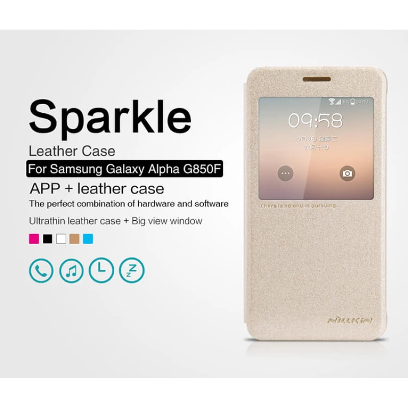 Nillkin Sparkle Series New Leather case for Samsung Galaxy Alpha (G850F G8508S) official NILLKIN store Nillkin Sparkle Series New Leather case for Samsung Galaxy Alpha (G850F G8508S) order from official NILLKIN store