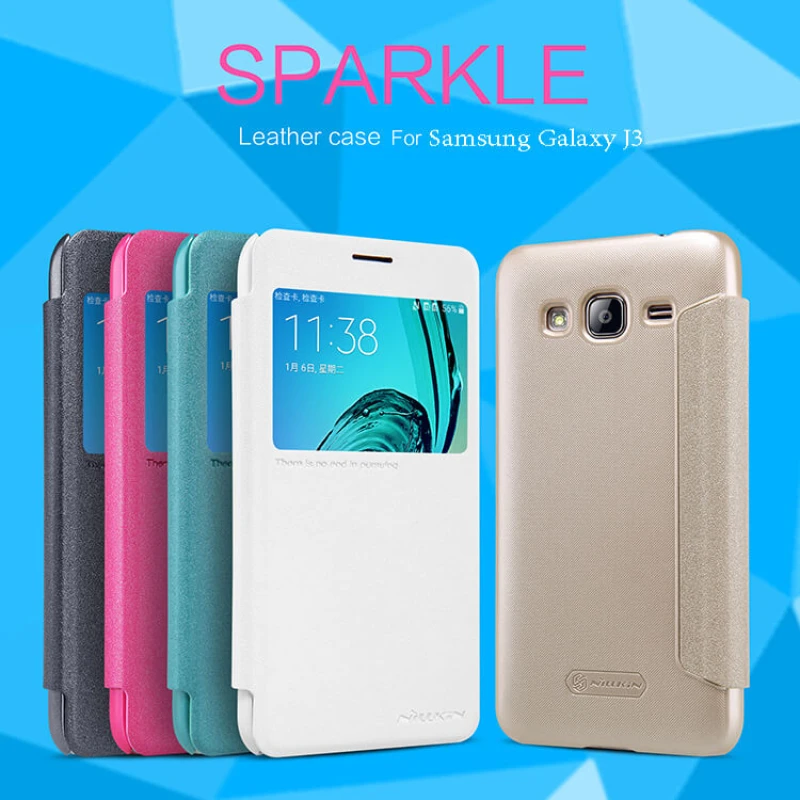 Nillkin Sparkle Series New Leather case for Samsung Galaxy J3 official NILLKIN store Nillkin Sparkle Series New Leather case for Samsung Galaxy J3 order from official NILLKIN store
