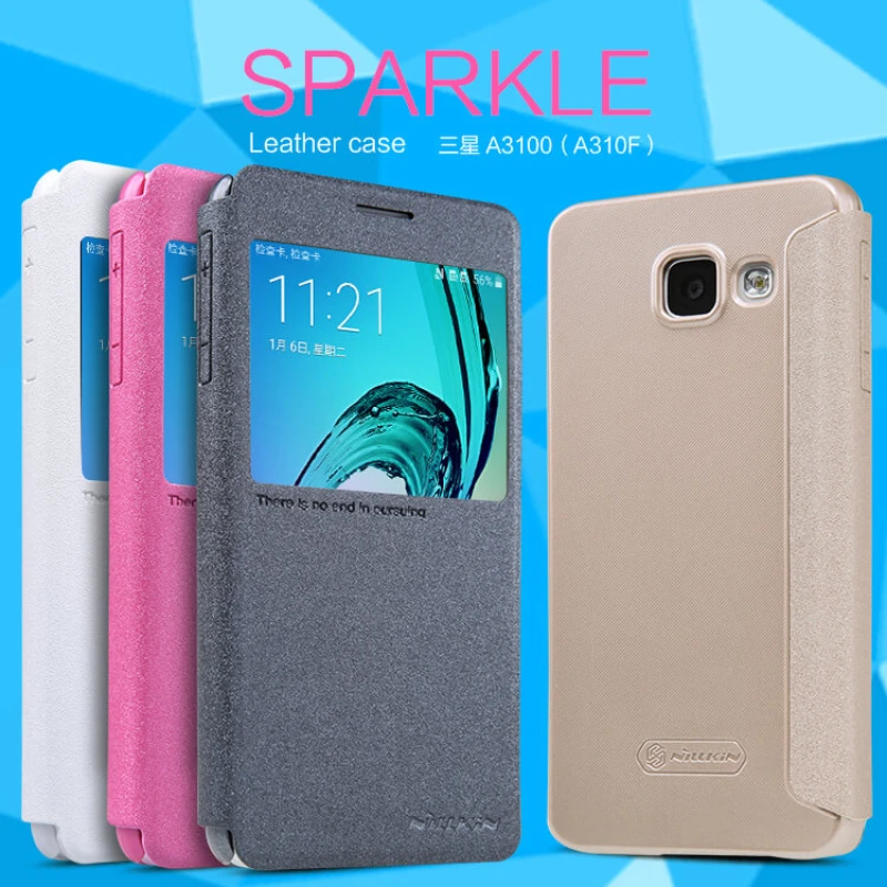 Nillkin Sparkle Series New Leather case for Samsung A3100 (A310F) official NILLKIN store Nillkin Sparkle Series New Leather case for Samsung A3100 (A310F) order from official NILLKIN store