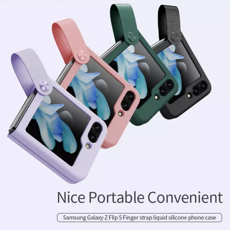 Nillkin Flex Flip Finger Strap liquid silicone phone case for Samsung Galaxy Z Flip5 (Z Flip 5), W24 Flip official NILLKIN store Nillkin Flex Flip Finger Strap liquid silicone phone case for Samsung Galaxy Z Flip5 (Z Flip 5), W24 Flip order from official NILLKIN store