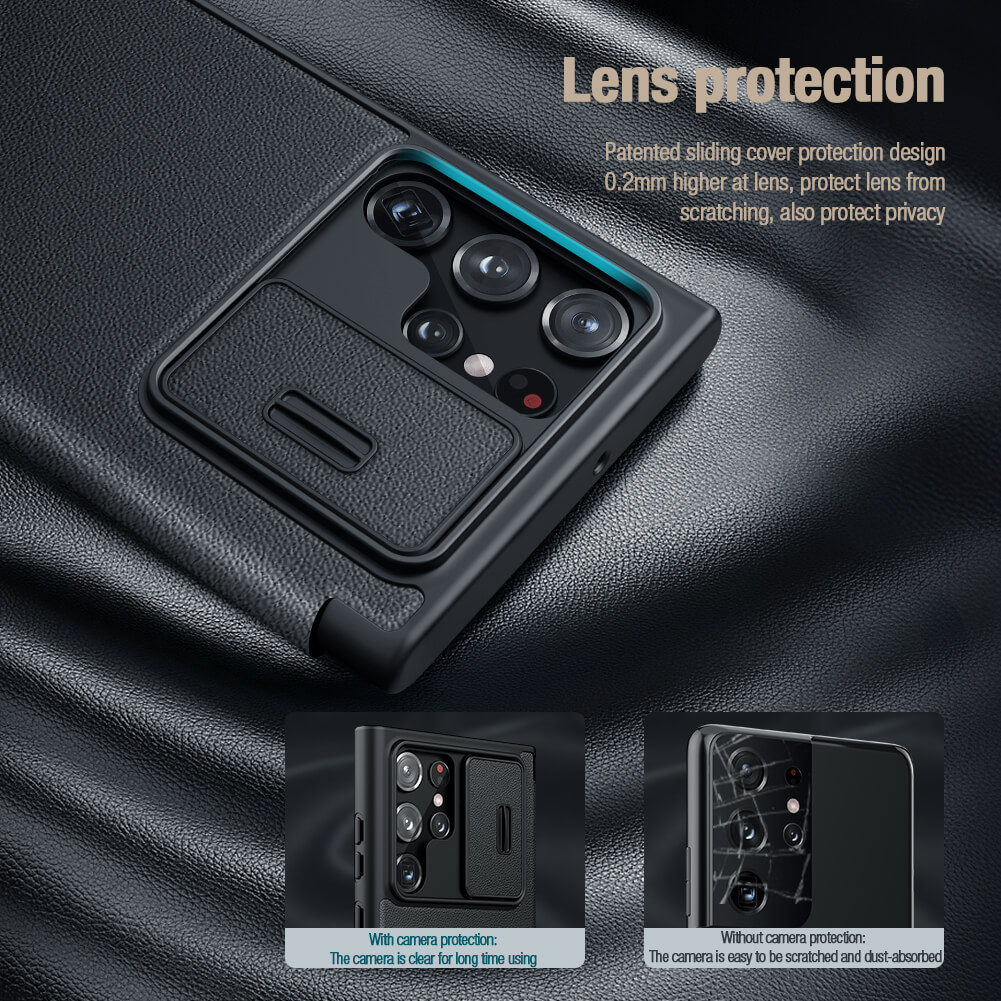 Nillkin Qin Pro Plain Leather + Cloth case for Samsung Galaxy S22 Ultra