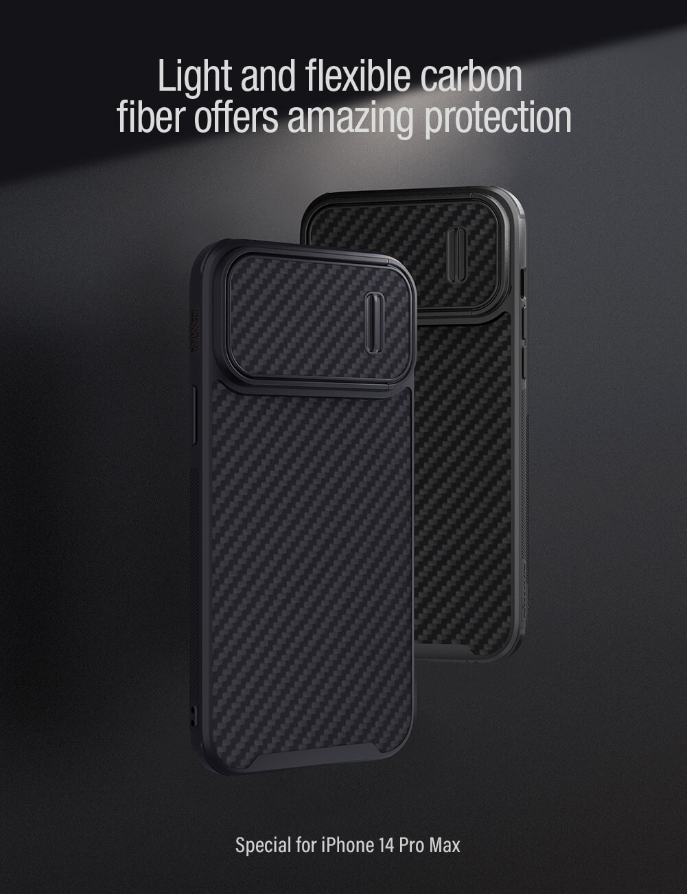 Nillkin for iPhone 14 Pro Max Case with Sliding Camera Cover, [Full Around  Protection], [Anti-Fingerprint], [Carbon Fiber Texture Anti-Scratch], Slim  Shockproof Protective 6.7, Black (Polycarbonate) : : Electronics