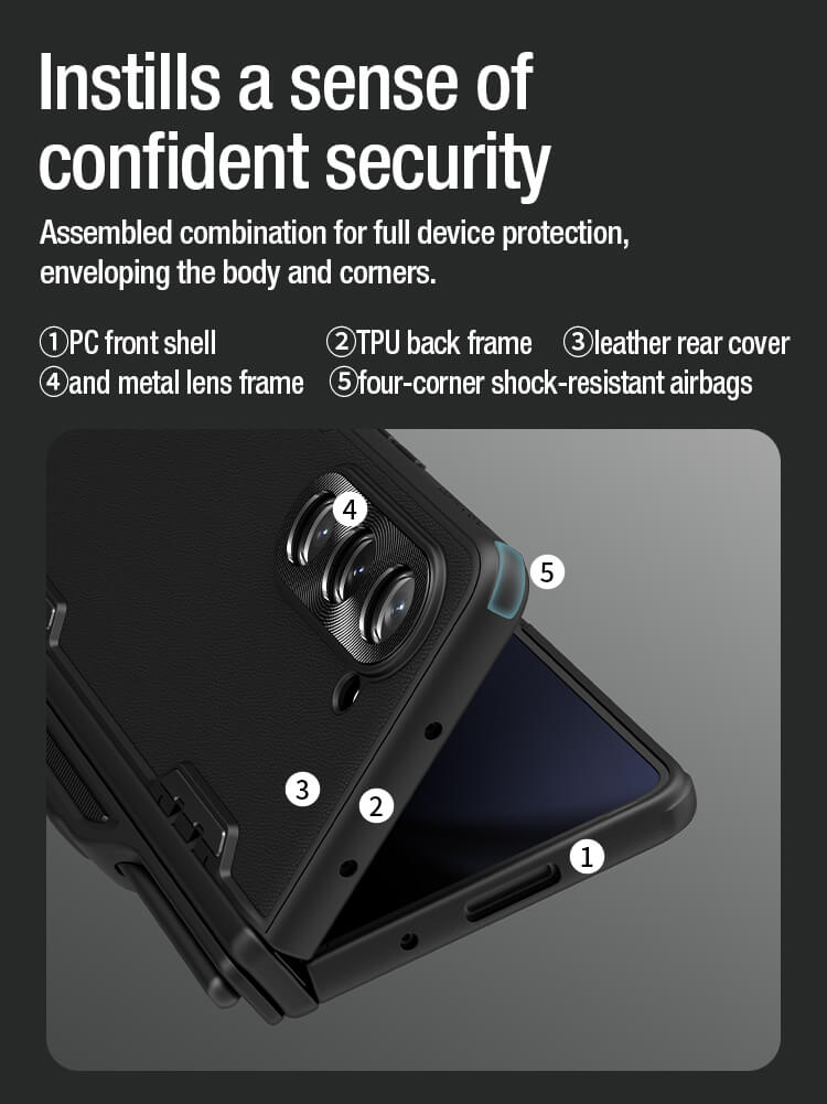 Nillkin Camshield Fold Leather Pen holder Version Camera protective cover case for Samsung Galaxy Z Fold5 (Z Fold 5), W24